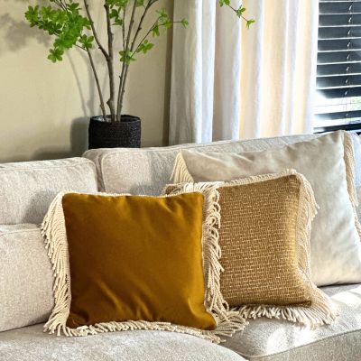 Juliegold - 50 x 50 cm Luxe Goud Sierkussen met Franjes