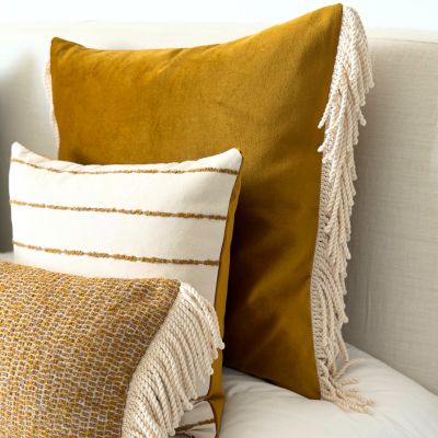 Juliegold - 60 x 60 cm Luxe Goud Sierkussen met Franjes